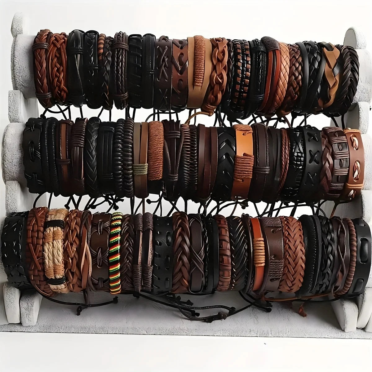 10Pcs OR 20Pcs Tribal Braided Handmade Leather Bracelets for Men or Women