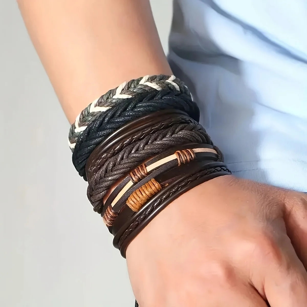 10Pcs OR 20Pcs Tribal Braided Handmade Leather Bracelets for Men or Women