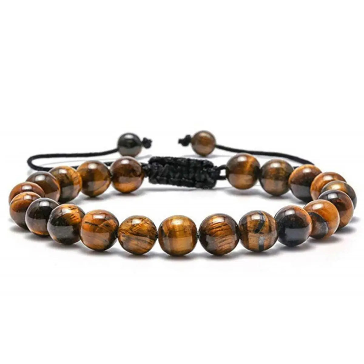 Natural 8mm HANDMADE Tiger Eyes Lava Rock Bracelet