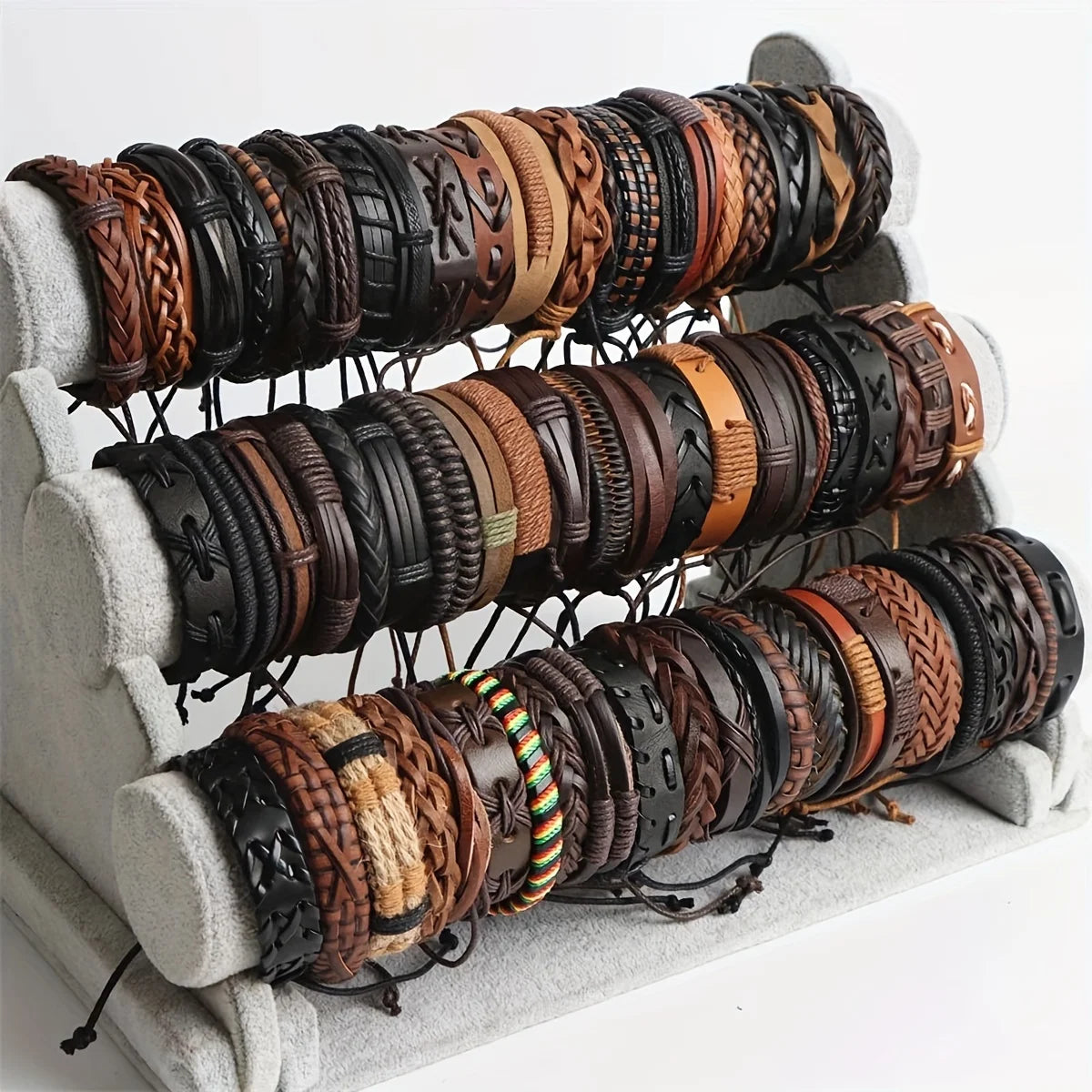 10Pcs OR 20Pcs Tribal Braided Handmade Leather Bracelets for Men or Women