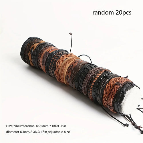 10Pcs OR 20Pcs Tribal Braided Handmade Leather Bracelets for Men or Women